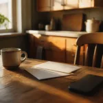 Unopened envelopes, a phone, and coffee on a sunlit kitchen table in Des Moines — the moment of reaching out before a loan payment is late